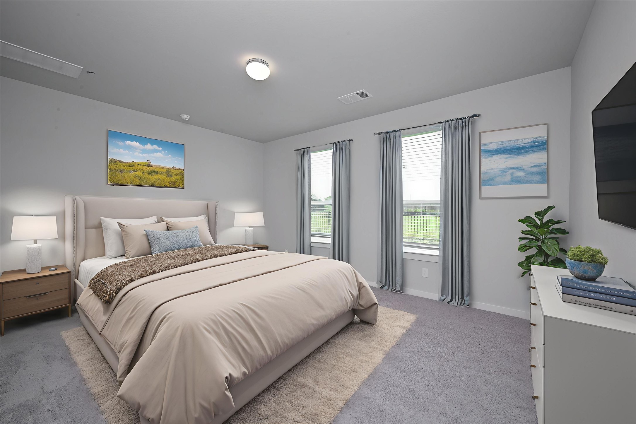 33019 School Hl Road Fulshear, TX 77441 - Photo 13 of 38 a bedroom with bed and a potted plant