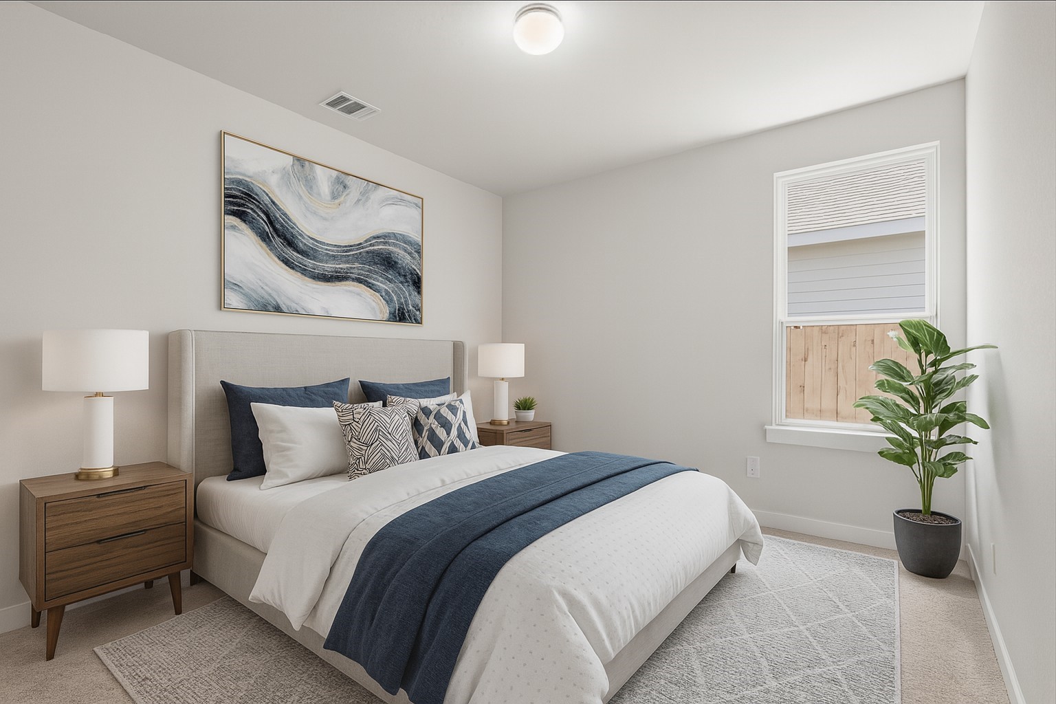 33019 School Hl Road Fulshear, TX 77441 - Photo 23 of 38 a bedroom with bed and a potted plant