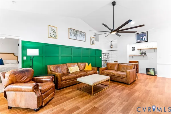 a living room with furniture