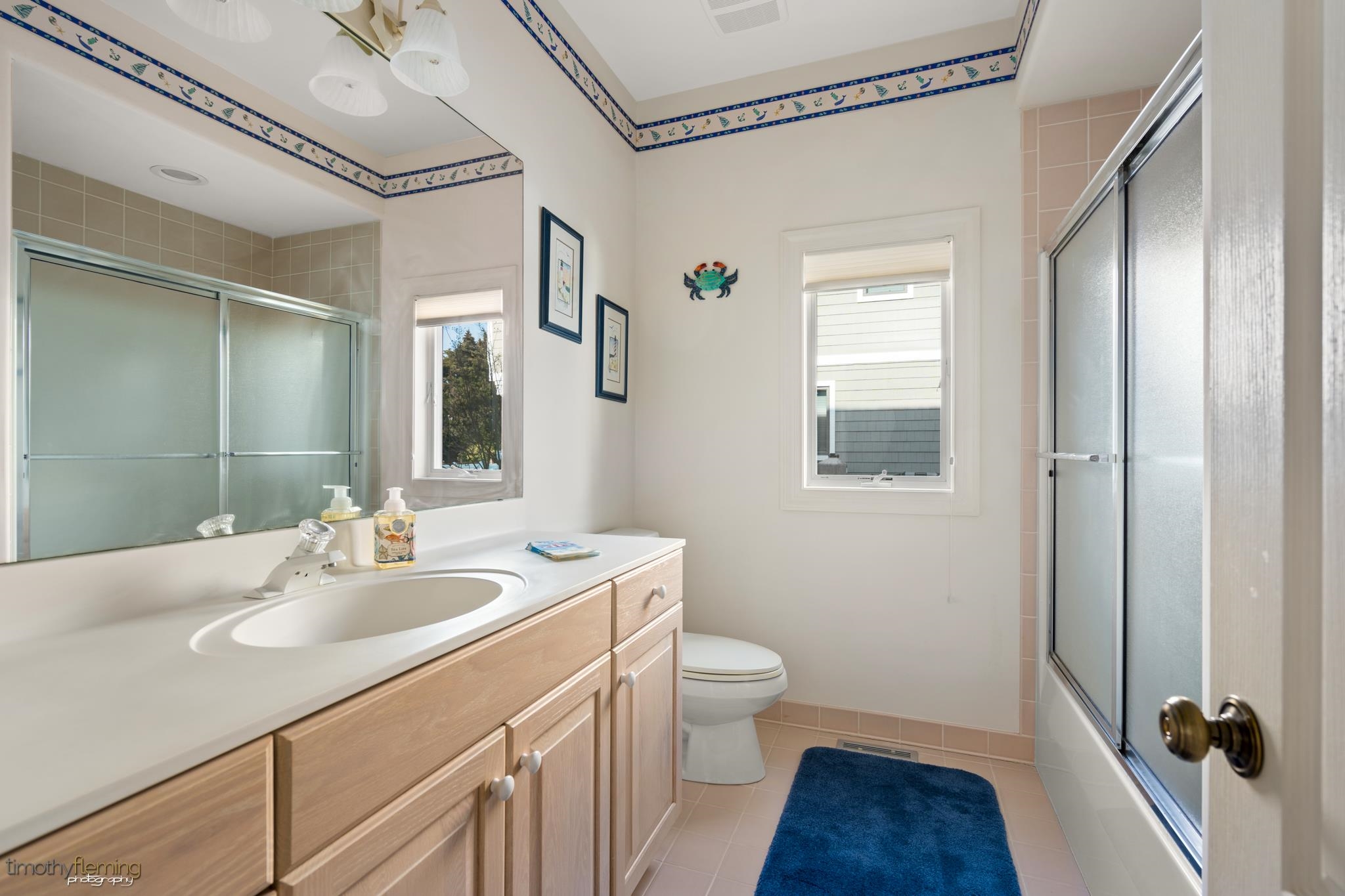 13 12th Street Avalon, NJ 08202 - Photo 17 of 24 a bathroom with a sink a toilet a mirror and shower