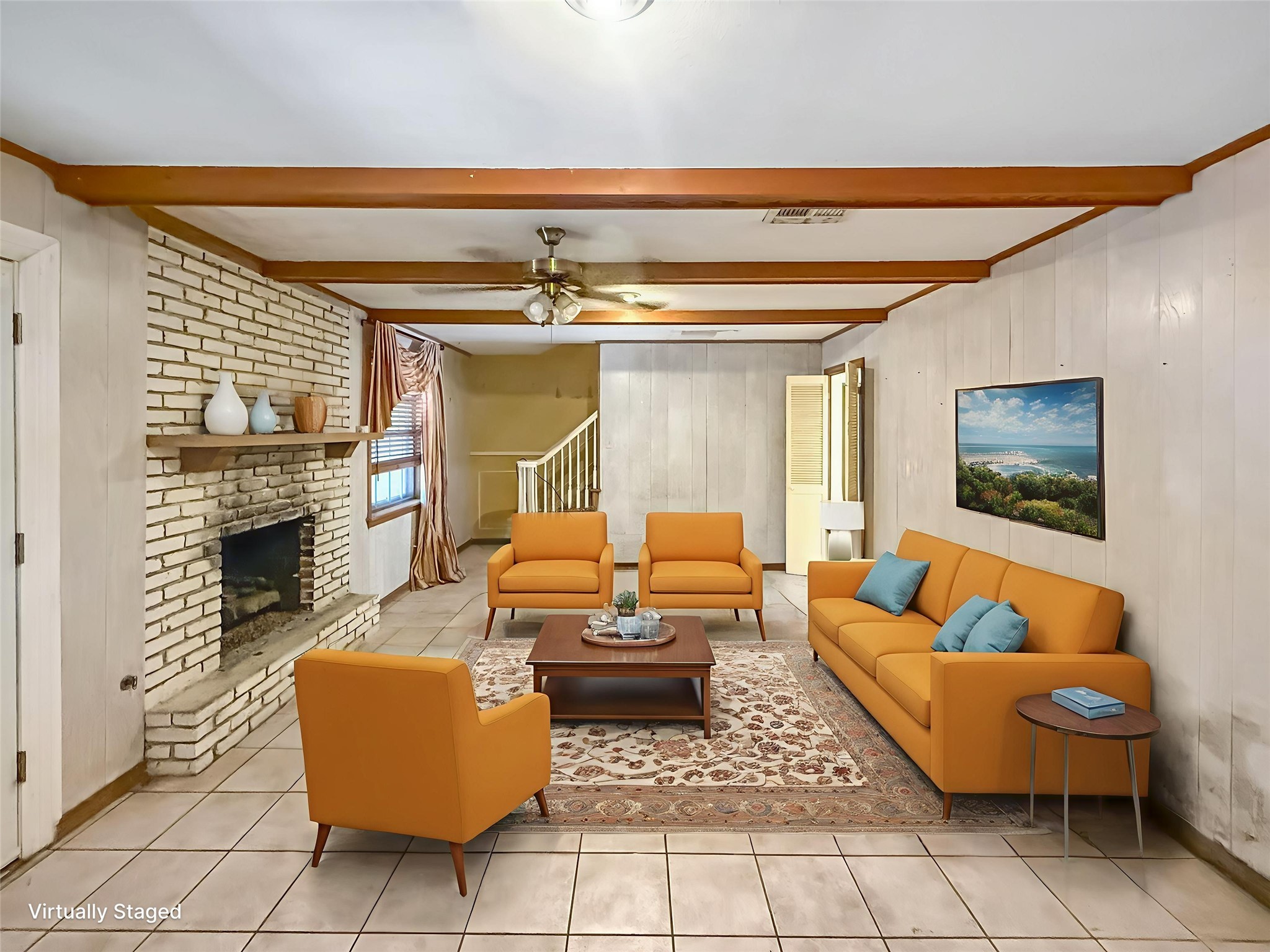 7906 Del Rey Lane Houston, TX 77071 - Photo 2 of 16 a living room with furniture and a fireplace