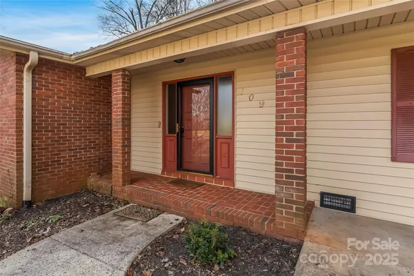 a view of a porch with a door