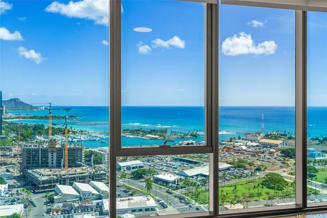 a view of a city from a balcony