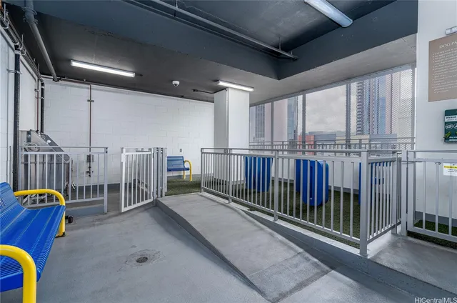 a view of a balcony with chairs