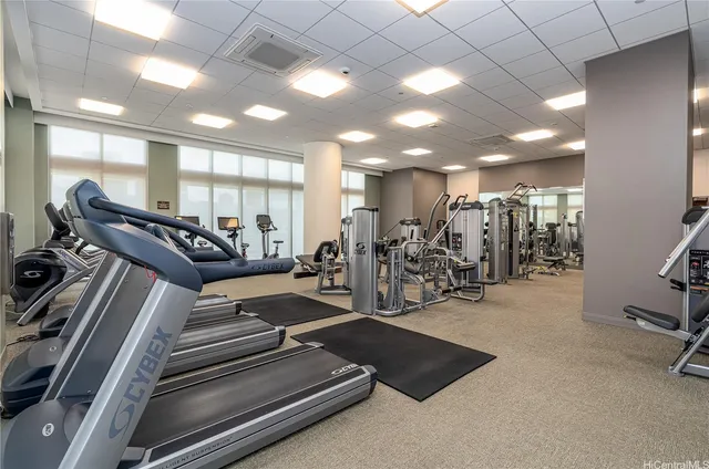a view of a room with gym equipment