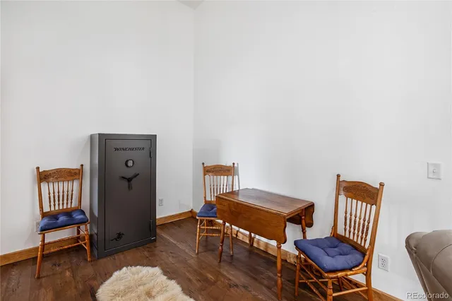 a room with furniture wooden floor and a window