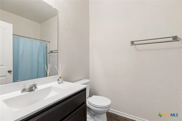 a bathroom with a sink toilet and vanity