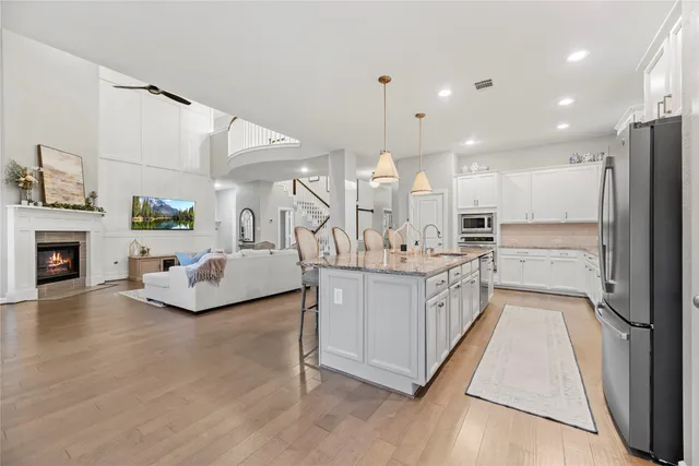 a large kitchen with a lot of counter space