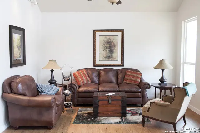 a living room with furniture