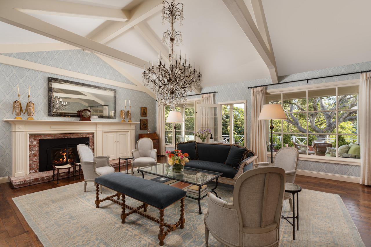 1077 Summit Road Santa Barbara, CA 93108 - Photo 8 of 49 a living room with furniture and a fireplace