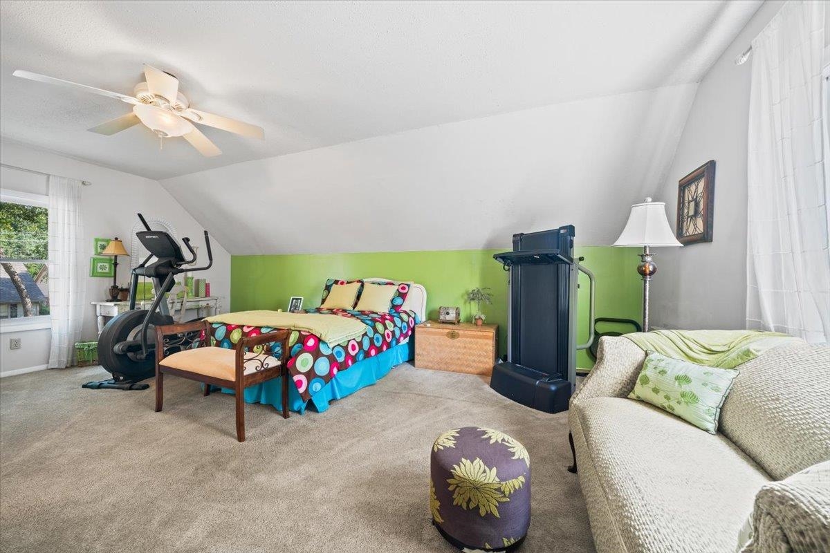 1880 Newfields Road Germantown, TN 38139 - Photo 28 of 34 Bedroom with vaulted ceiling, carpet, and ceiling fan