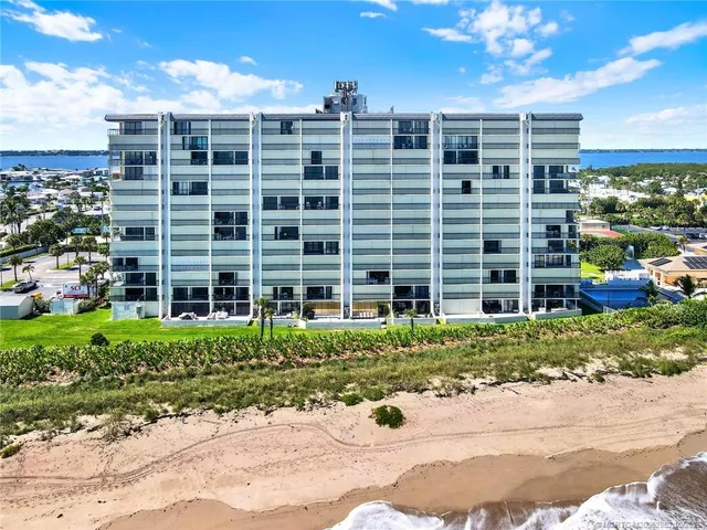 a view of building with ocean view