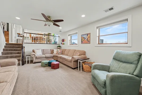 a living room with furniture