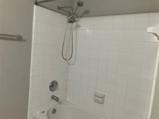 a bathroom with a shower and a bathtub