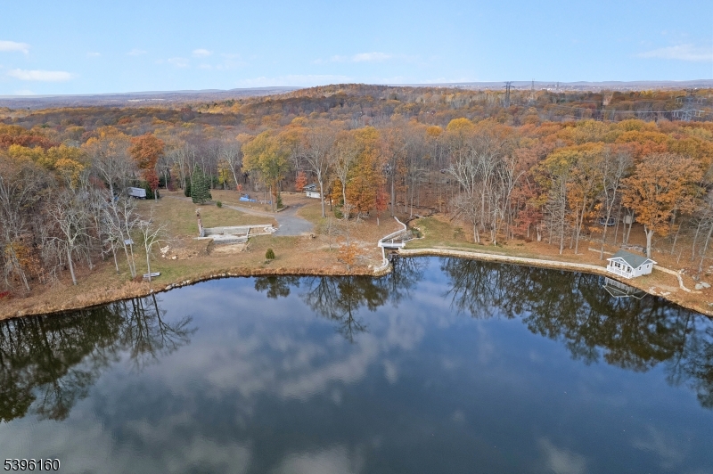a view of a lake with mountain