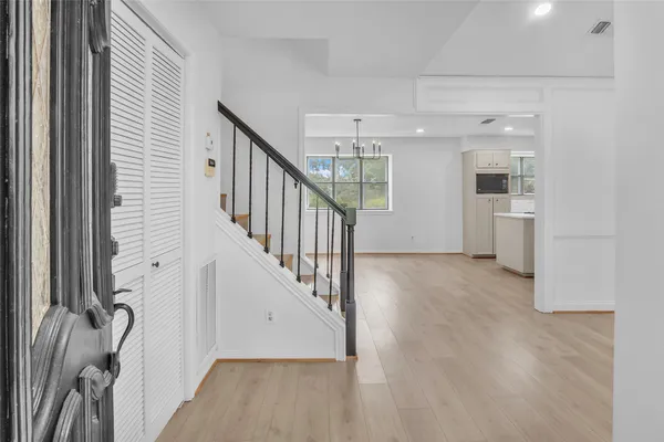 a view of an entryway with stairs