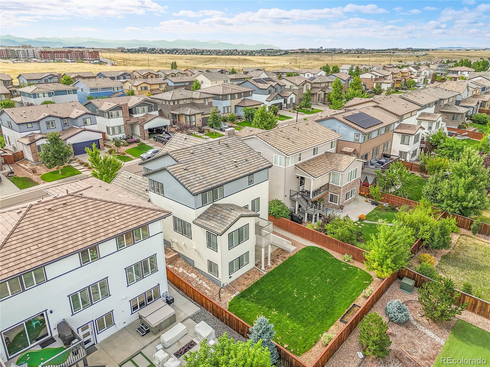 10951 Touchstone Loop Parker, CO 80134 - Photo 41 of 46 an aerial view of residential houses with outdoor space and ocean view