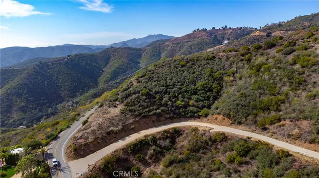 a view of a house with a mountain and a forest