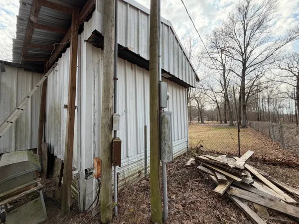 a view of a pathway of a house with a large tree and a yard