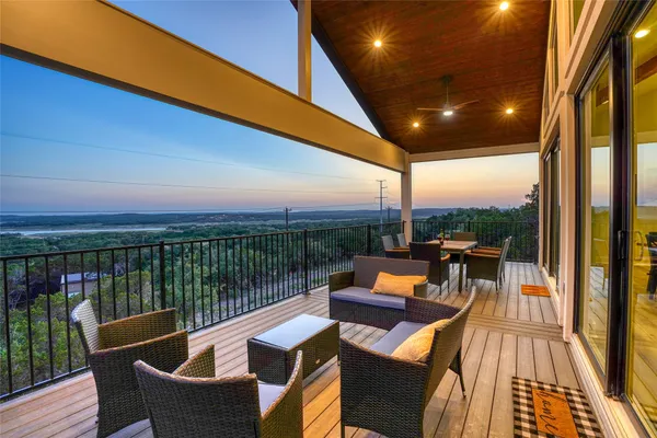 a outdoor view with a sitting space