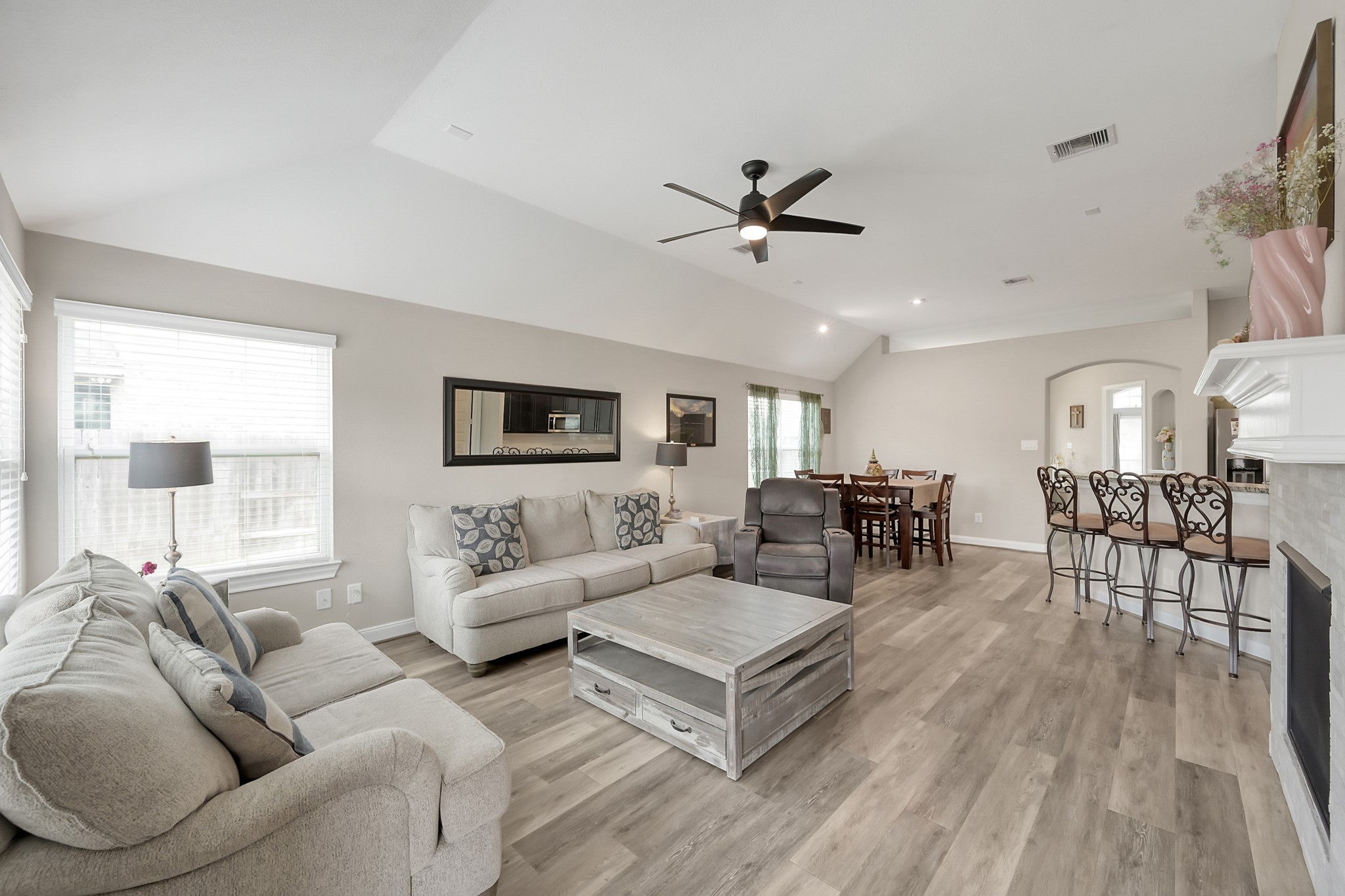 17923 Durango Point Court Tomball, TX 77377 - Photo 17 of 36 The family room is spacious enough for oversized furniture and features a ceiling fan.