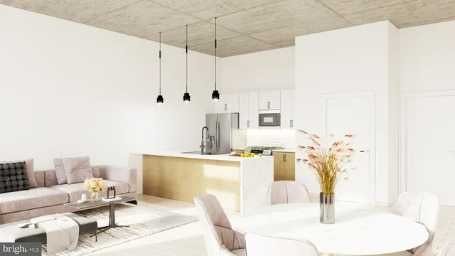 a kitchen with a sink and a view of living room