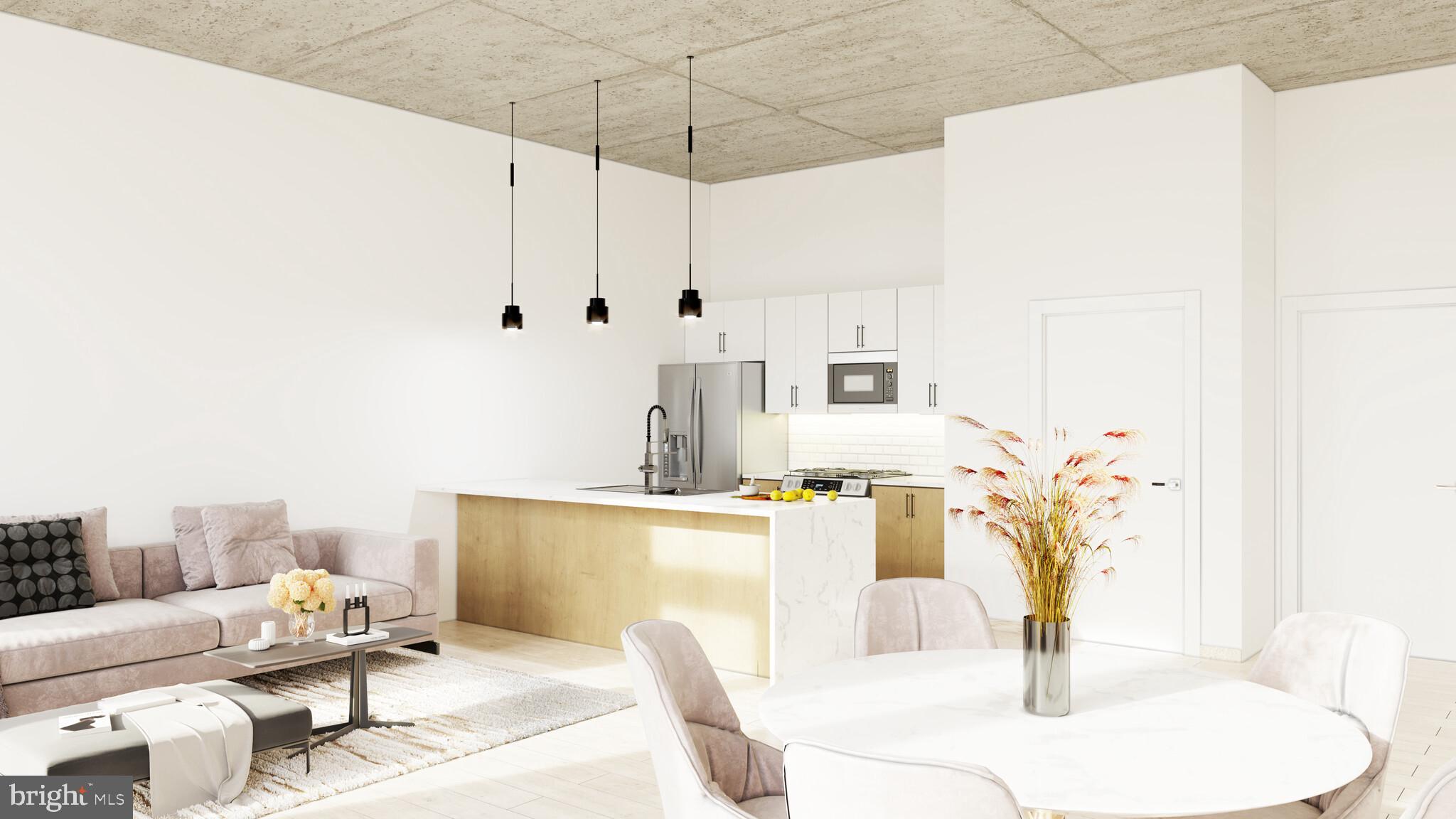 1222 North 2nd Street, Unit 403 Philadelphia, PA 19122 - Photo 28 of 37 a living room with furniture and a chandelier