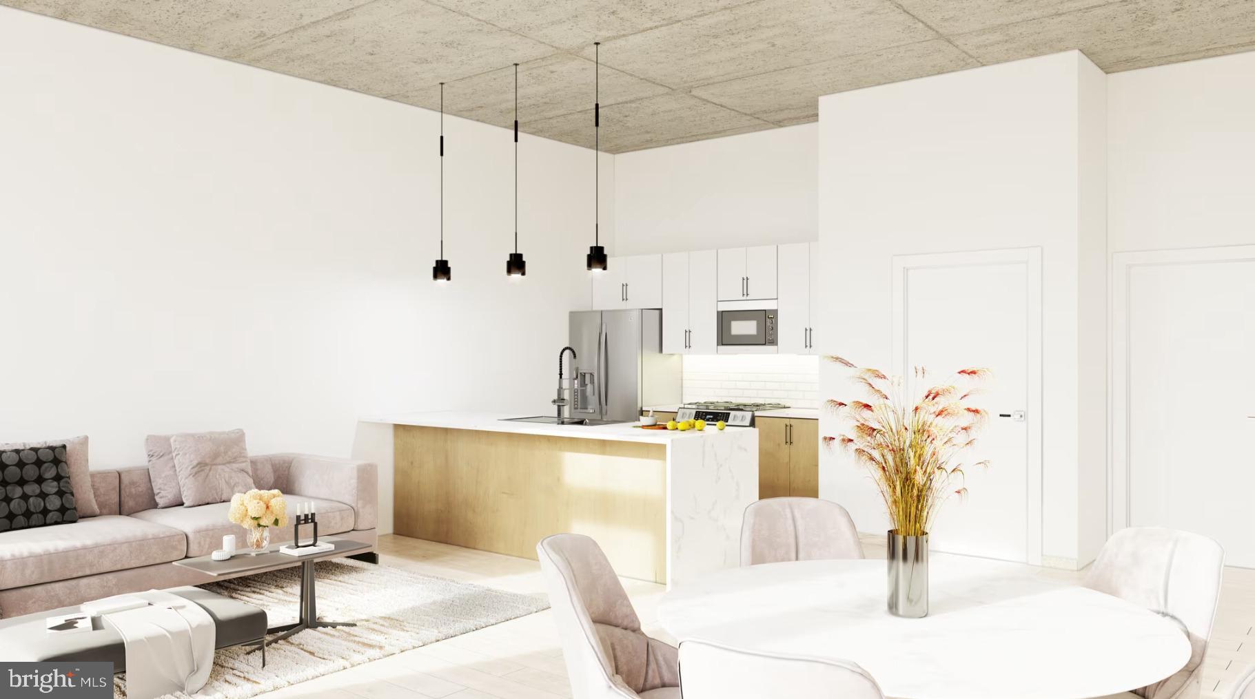 1222 North 2nd Street, Unit 403 Philadelphia, PA 19122 - Photo 32 of 37 a living room with furniture and a chandelier