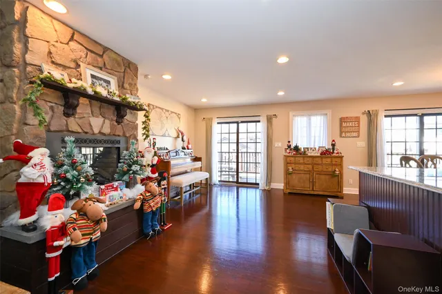 a view of a living room and dining room