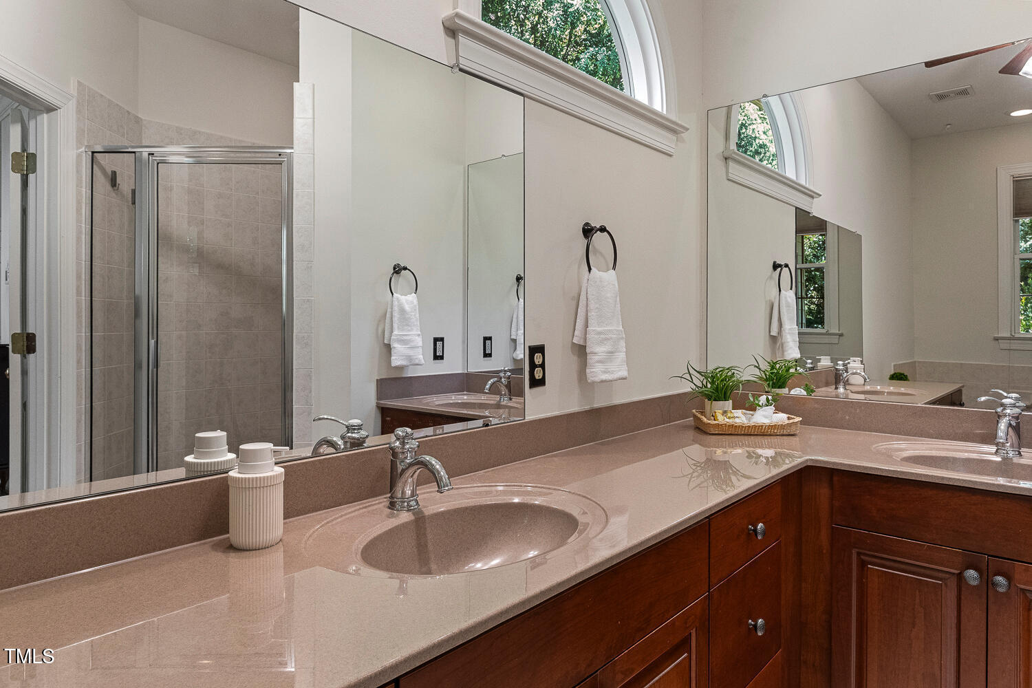 101 Cardiff Place Chapel Hill, NC 27516 - Photo 44 of 82 a bathroom with a double vanity sink and a mirror