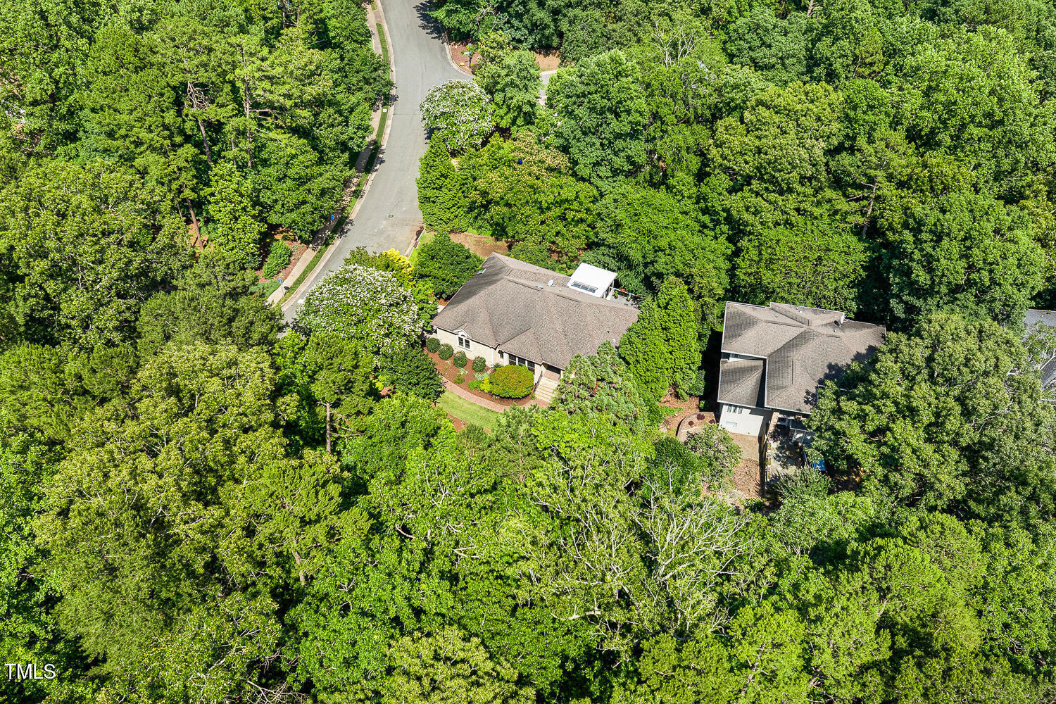 101 Cardiff Place Chapel Hill, NC 27516 - Photo 74 of 82 an aerial view of residential house with outdoor space and trees all around