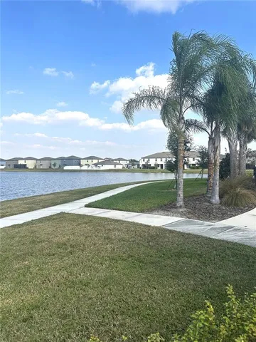 a view of a lake with houses