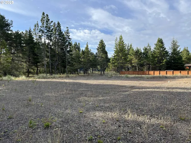 a view of dirt yard with trees