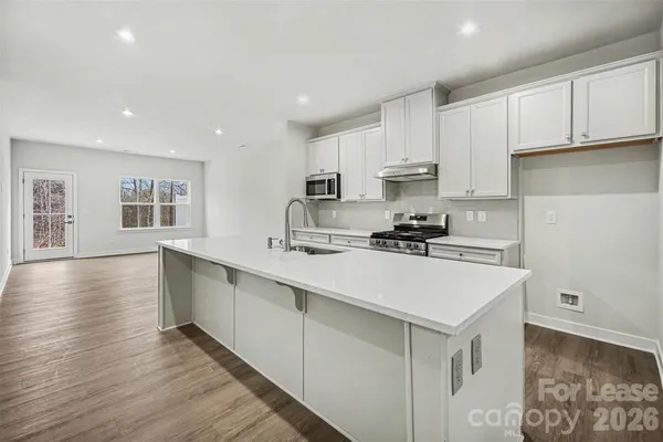 a kitchen with a sink stainless steel appliances and cabinets