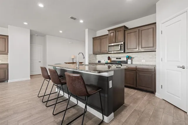 a kitchen with lots of counter top space