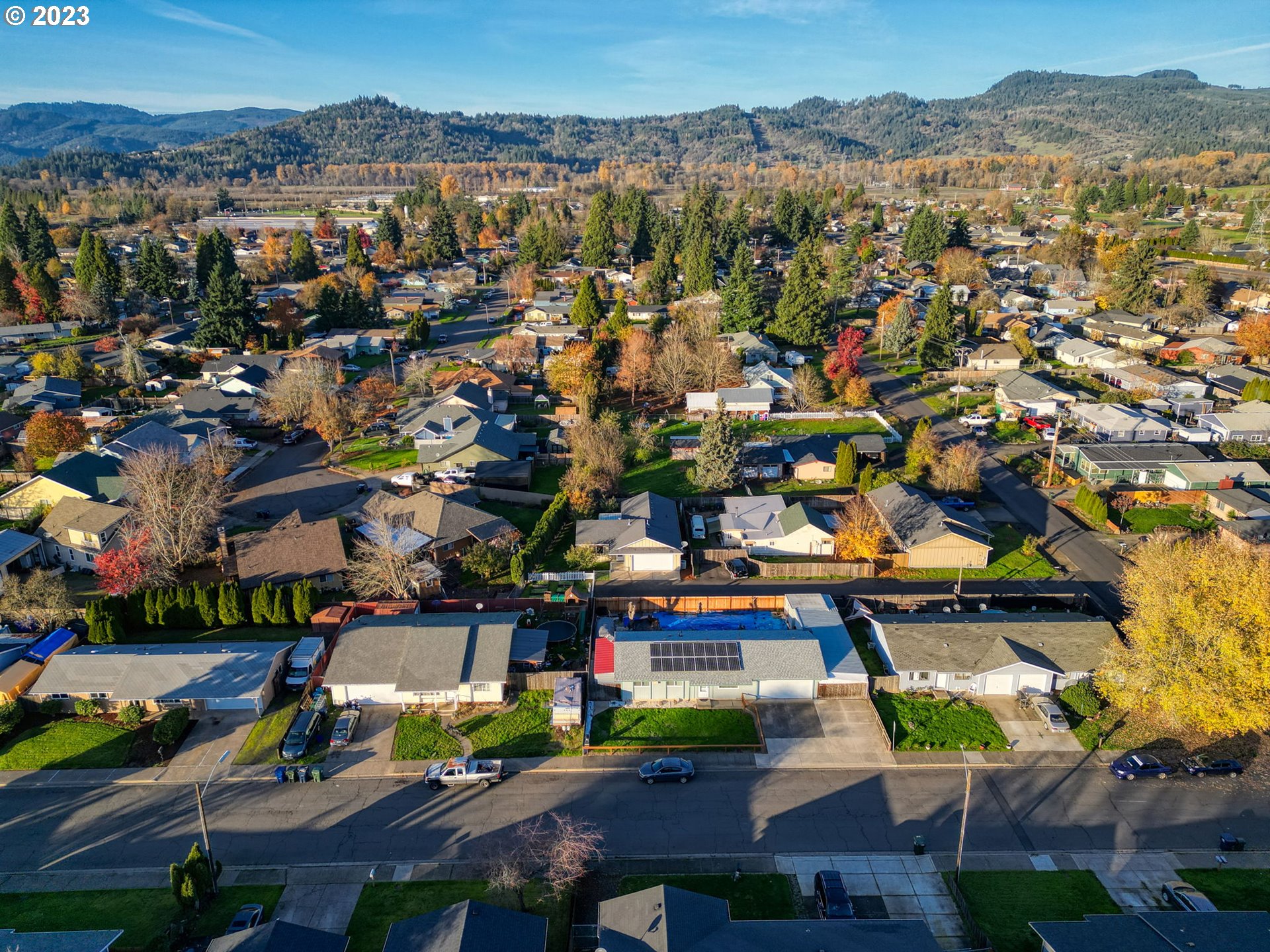 340 54th Street Springfield, OR 97478 - Photo 38 of 40 an aerial view of residential houses with outdoor space
