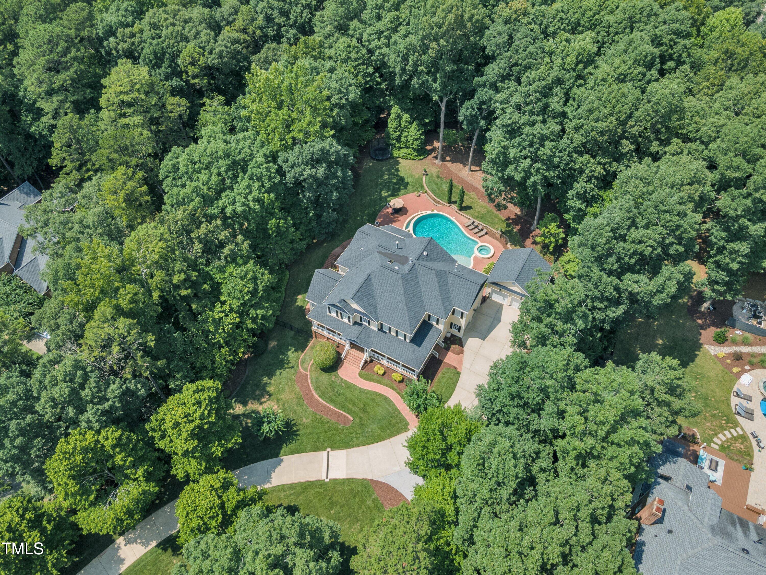 11220 Brass Kettle Road Raleigh, NC 27614 - Photo 76 of 86 an aerial view of a house with a swimming pool