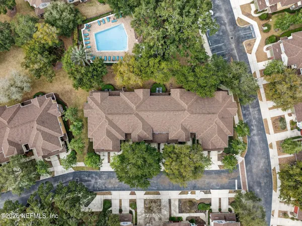 an aerial view of a house