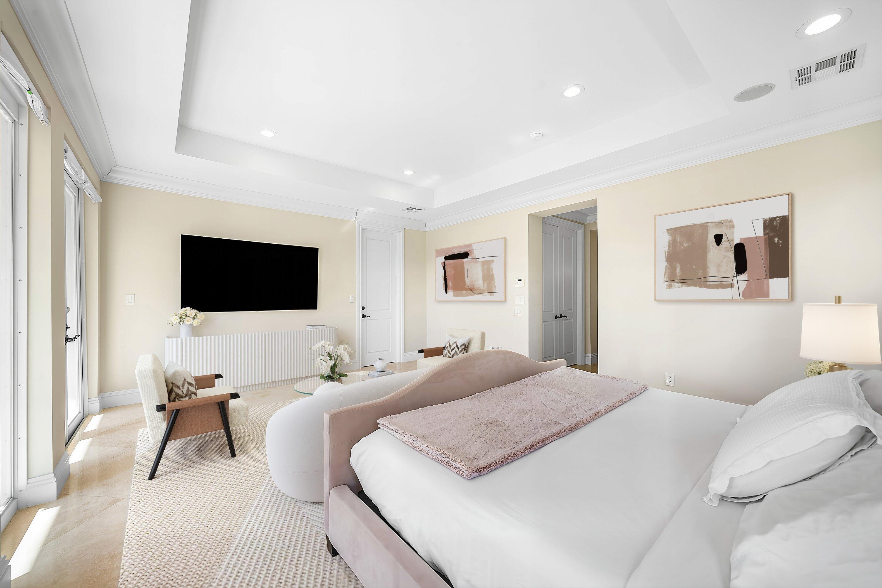 398 Northeast 7th Street Boca Raton, FL 33432 - Photo 55 of 74 a bedroom with a bed and a flat screen tv