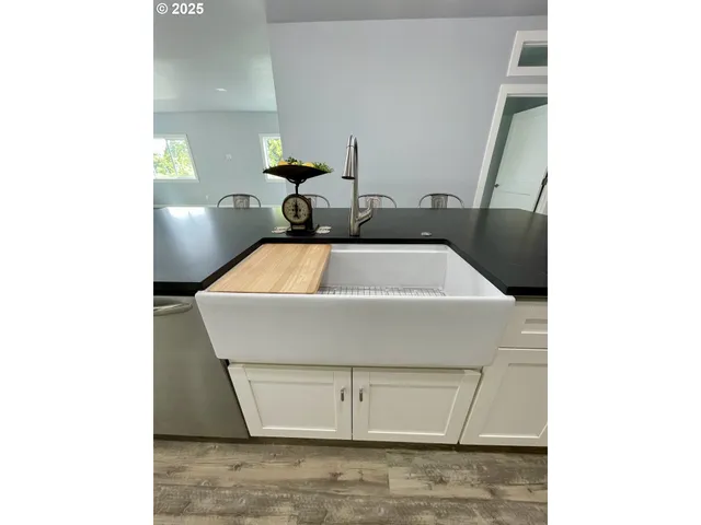 a room with a sink
