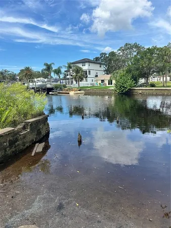 a view of a lake with houses