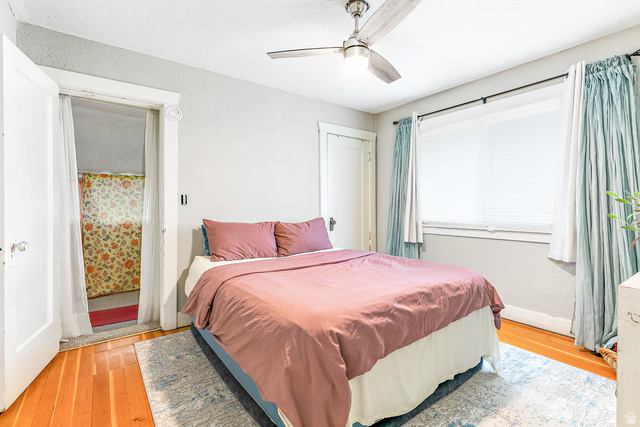 232 300 North Provo, UT 84606 - Photo 10 of 27 Bedroom with light wood-style floors and ceiling fan