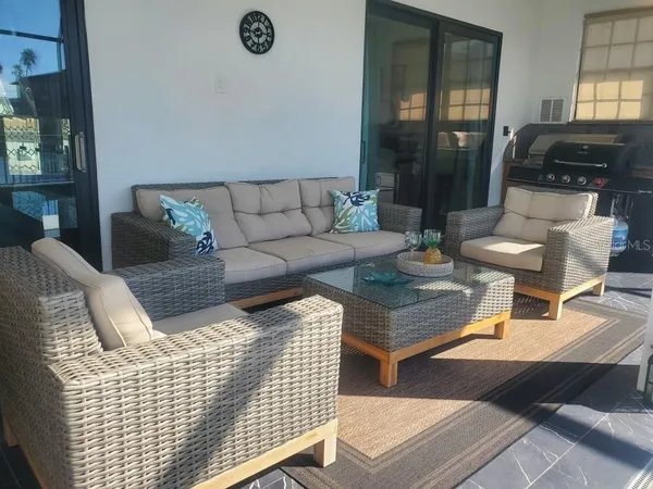 a living room with furniture