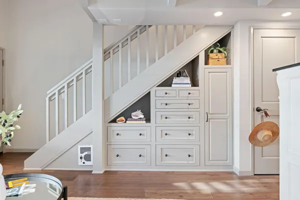 a view of entryway with stairs and furniture