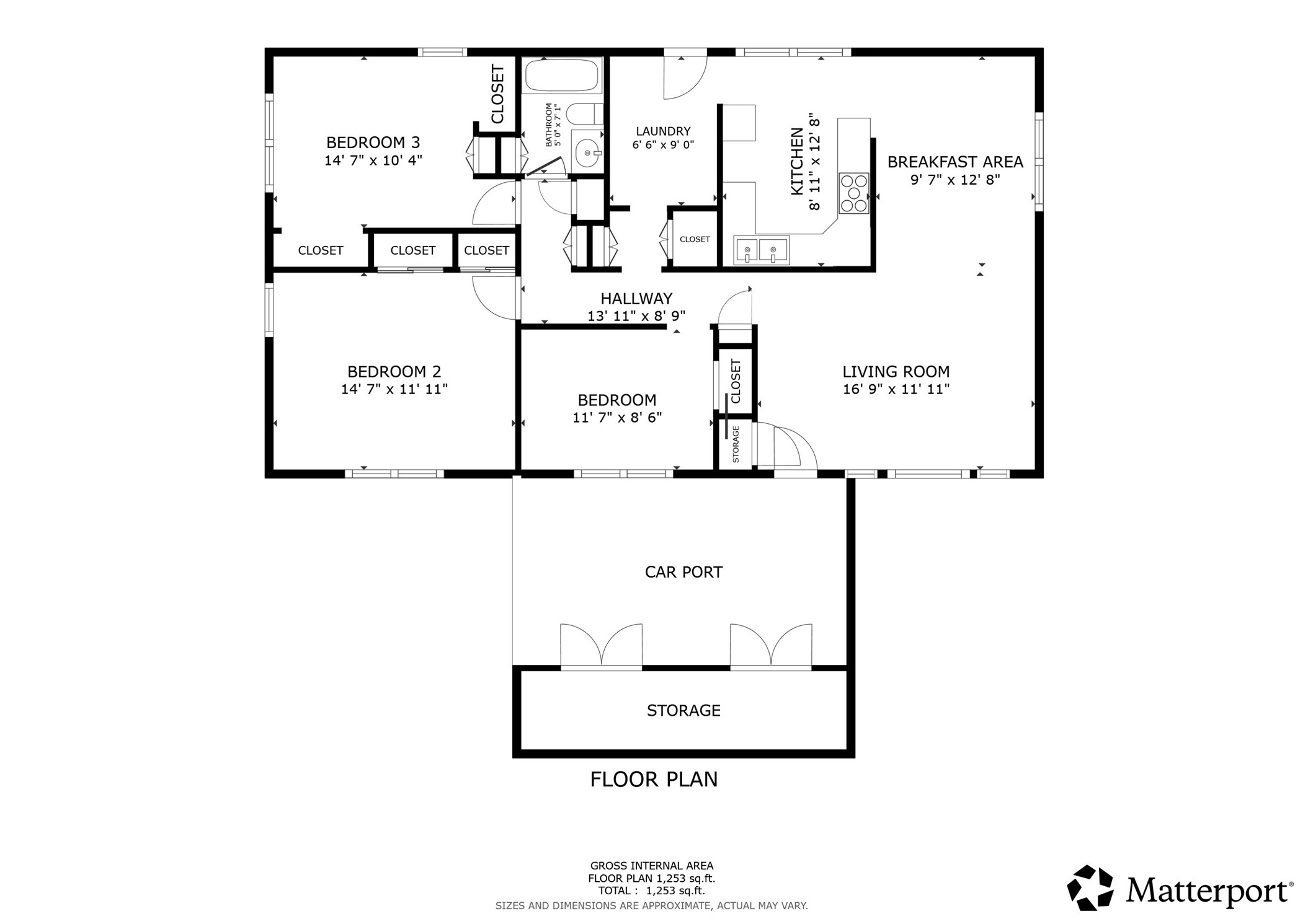 308 West 14th Street Friona, TX 79035 - Photo 21 of 21 Schematic Floorplan showing approximate Room Dimensions