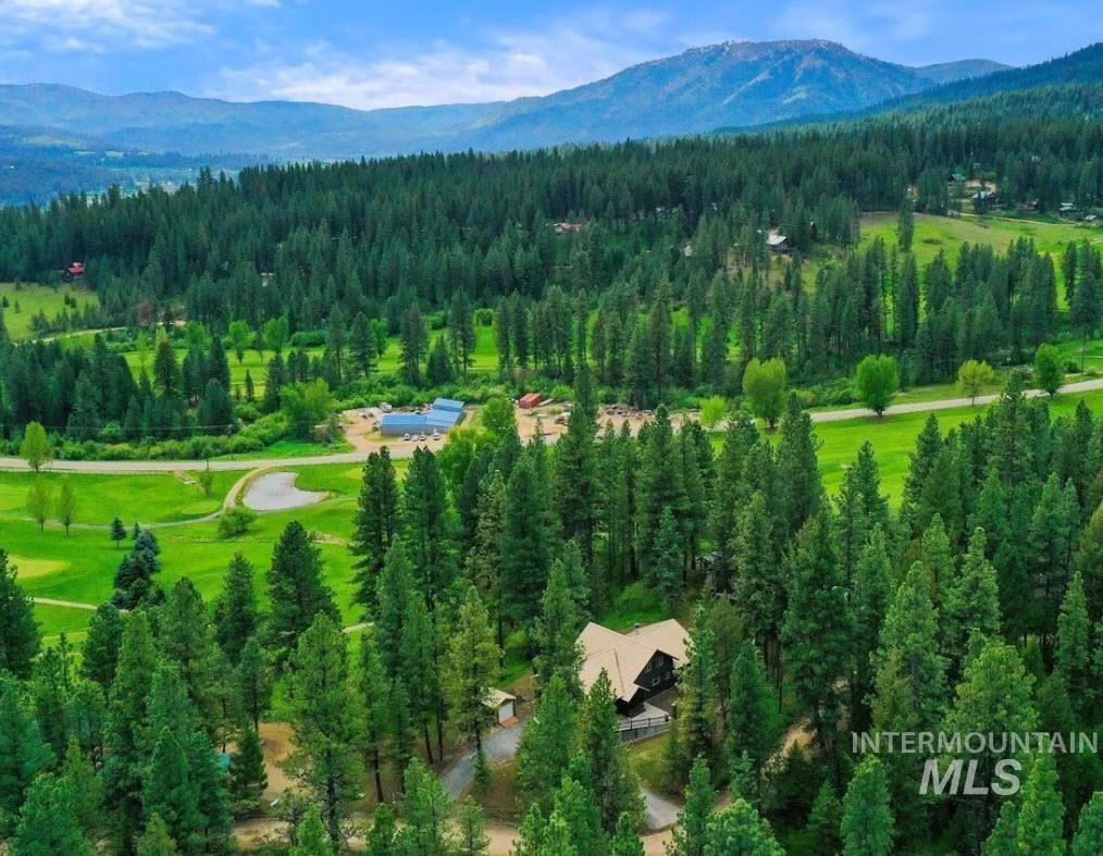 Aerial view of a mountain backdrop