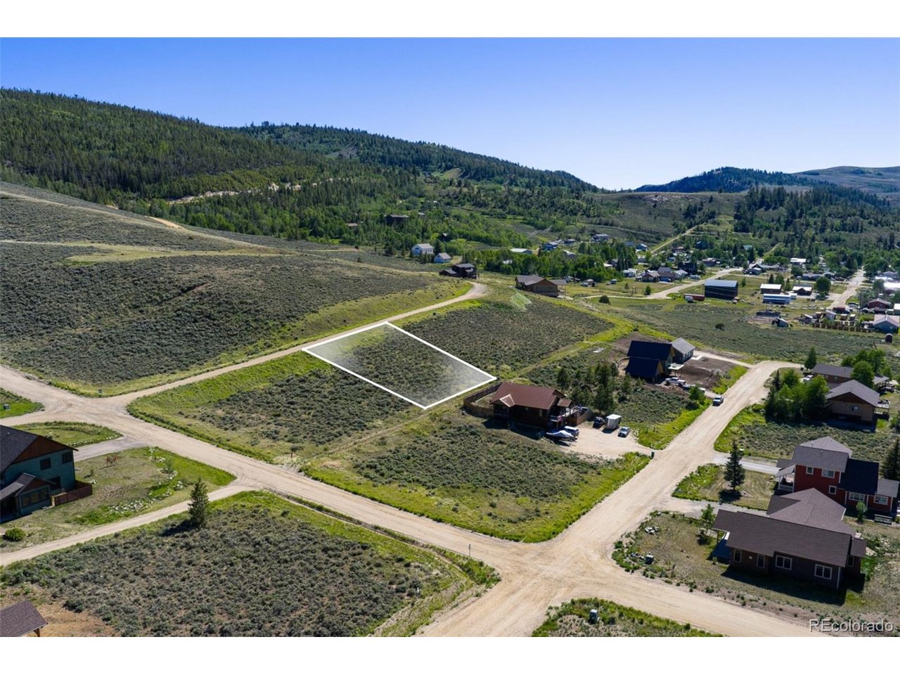 38 Ridgeway Avenue Hot Sulphur Springs, CO 80451 - Photo 2 of 9 Aerial - Markers and outlines are to give a general idea of the property location and are not to be relied upon.