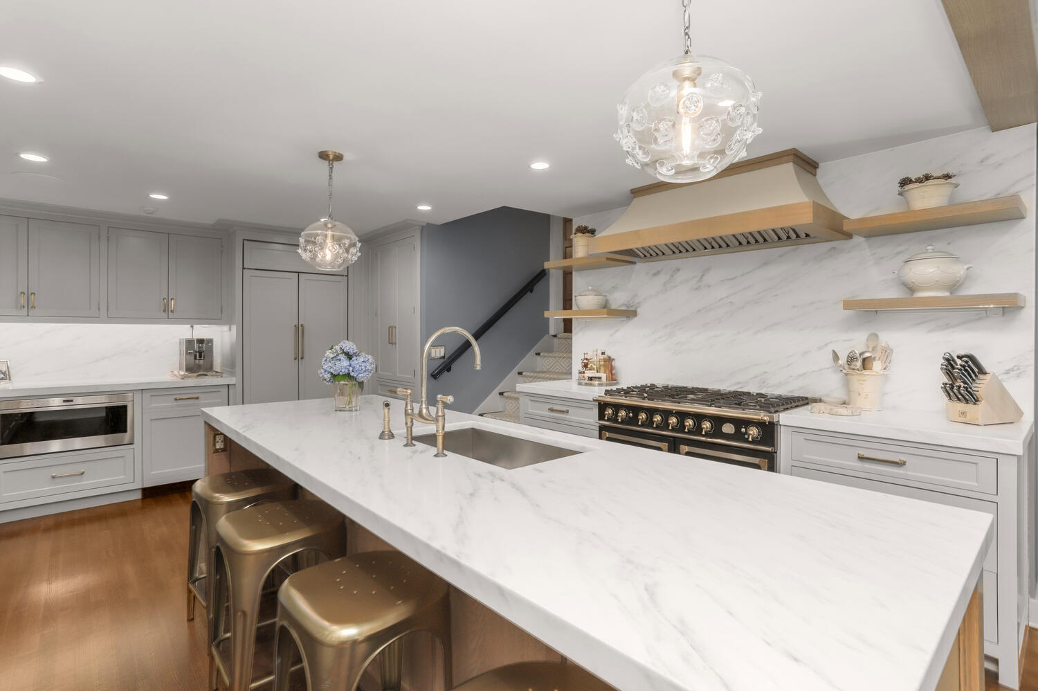 13 Searles Road Darien, CT 06820 - Photo 12 of 35 a kitchen with a sink a stove and chairs