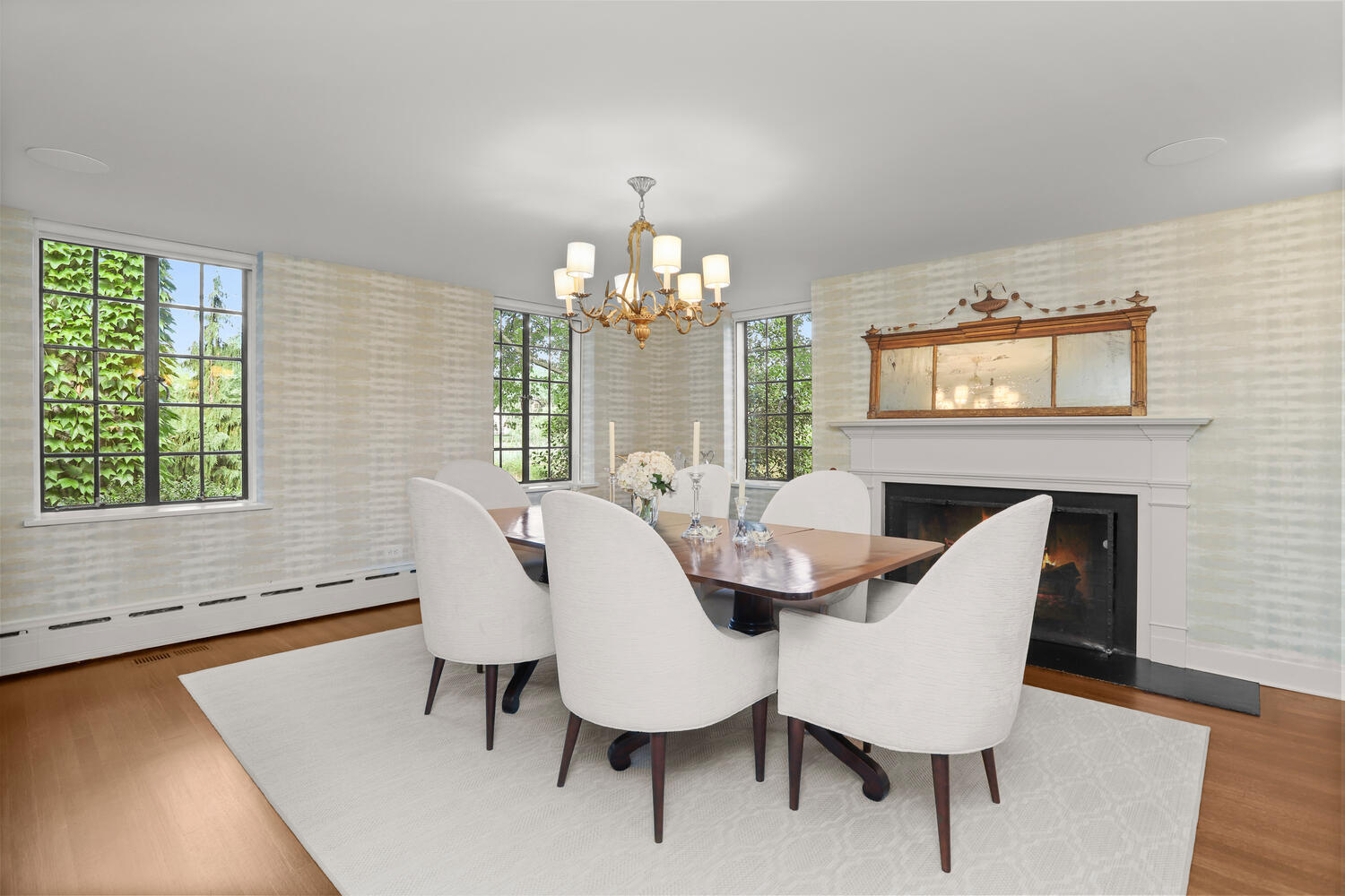 13 Searles Road Darien, CT 06820 - Photo 9 of 35 a view of a dining room with furniture and chandelier