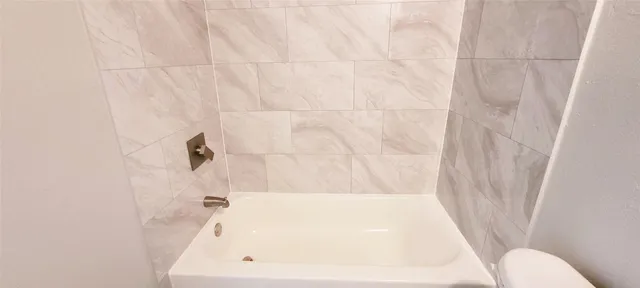 a bathroom with a bathtub